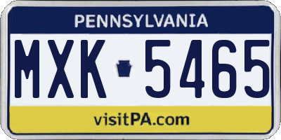 PA license plate MXK5465