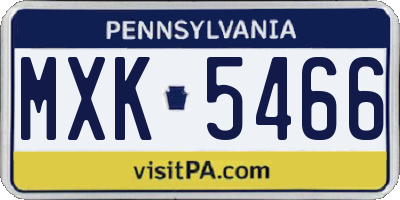 PA license plate MXK5466