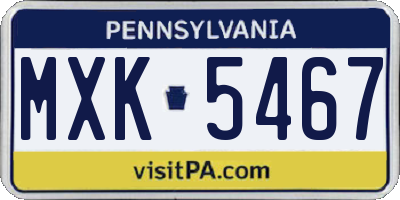 PA license plate MXK5467