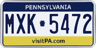 PA license plate MXK5472