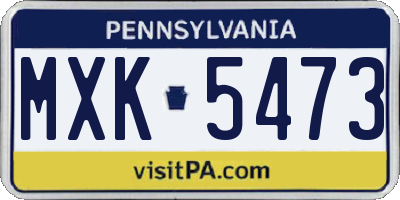 PA license plate MXK5473