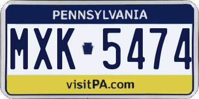 PA license plate MXK5474