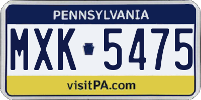 PA license plate MXK5475