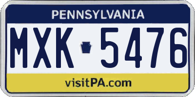 PA license plate MXK5476