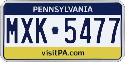 PA license plate MXK5477