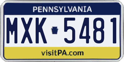 PA license plate MXK5481