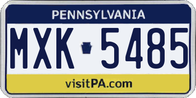 PA license plate MXK5485