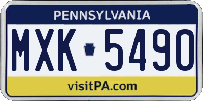 PA license plate MXK5490