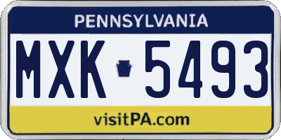 PA license plate MXK5493