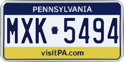 PA license plate MXK5494