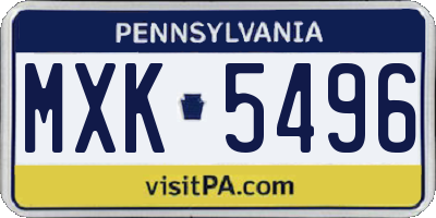 PA license plate MXK5496