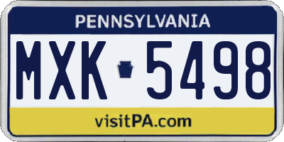 PA license plate MXK5498
