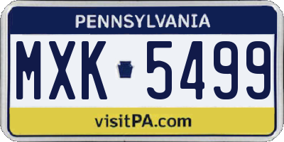 PA license plate MXK5499