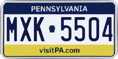 PA license plate MXK5504