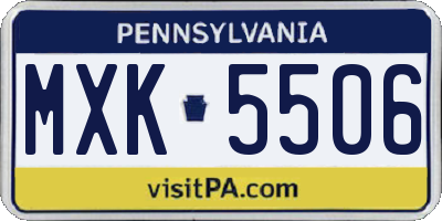 PA license plate MXK5506
