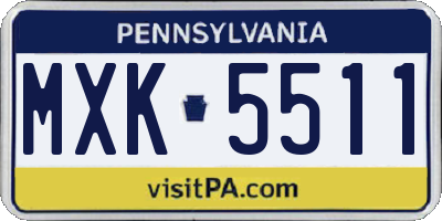 PA license plate MXK5511