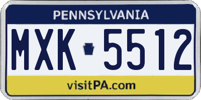 PA license plate MXK5512