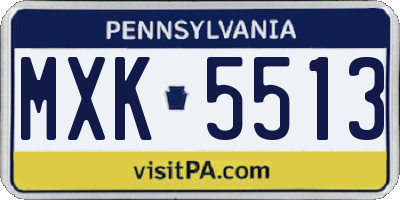 PA license plate MXK5513