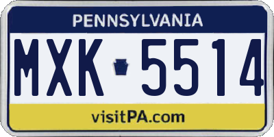 PA license plate MXK5514