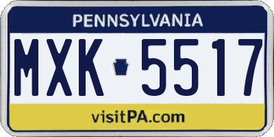 PA license plate MXK5517