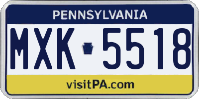 PA license plate MXK5518