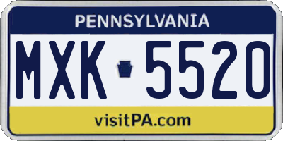 PA license plate MXK5520