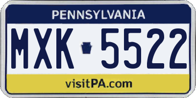 PA license plate MXK5522