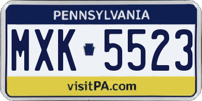 PA license plate MXK5523