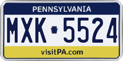 PA license plate MXK5524