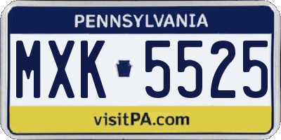 PA license plate MXK5525