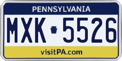PA license plate MXK5526