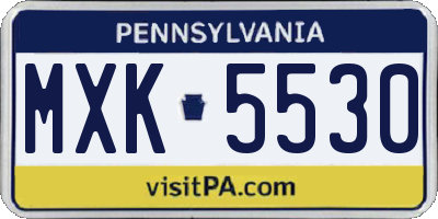 PA license plate MXK5530