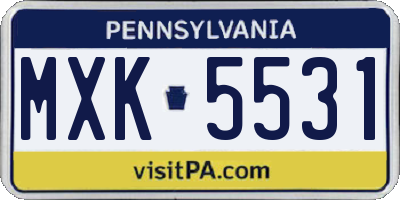 PA license plate MXK5531