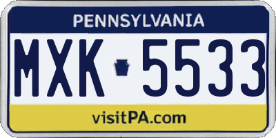 PA license plate MXK5533
