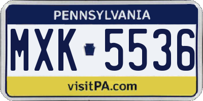 PA license plate MXK5536