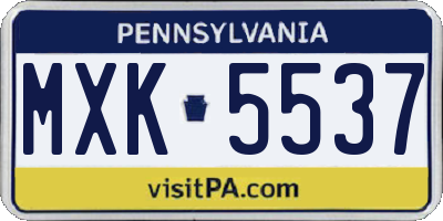 PA license plate MXK5537