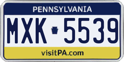 PA license plate MXK5539