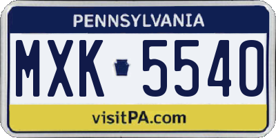 PA license plate MXK5540