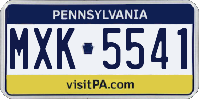 PA license plate MXK5541