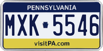 PA license plate MXK5546