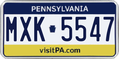 PA license plate MXK5547