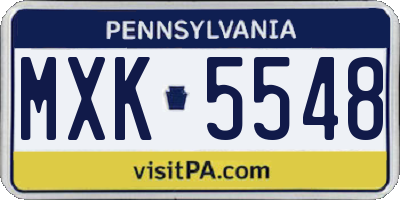 PA license plate MXK5548