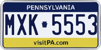 PA license plate MXK5553