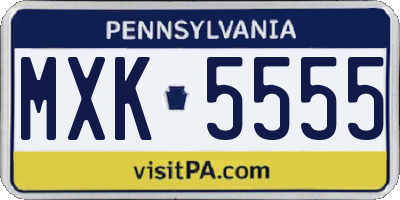 PA license plate MXK5555