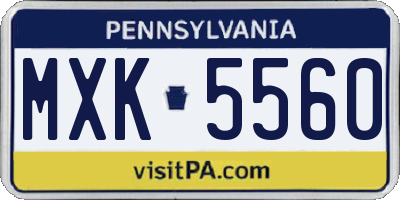 PA license plate MXK5560