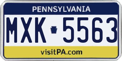 PA license plate MXK5563