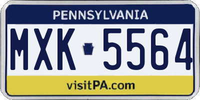 PA license plate MXK5564