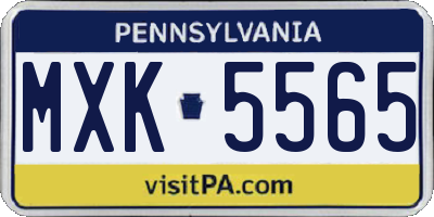 PA license plate MXK5565
