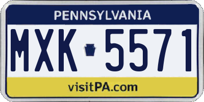 PA license plate MXK5571