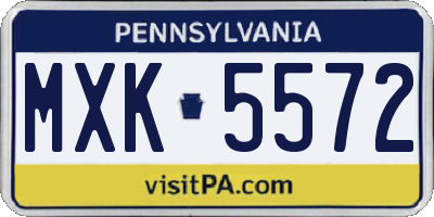 PA license plate MXK5572